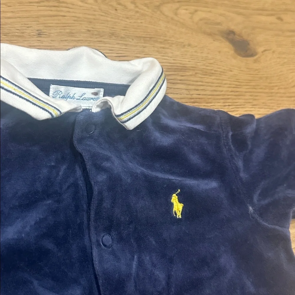 Ralph Lauren velvet Navy Blue Kids One Piece 9m